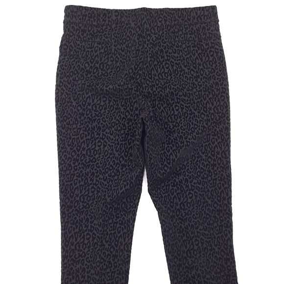 NEW DIRECTIONS Women's Black Ponte Pants Velvet Leopard High Rise Pull On Large - Picture 4 of 11